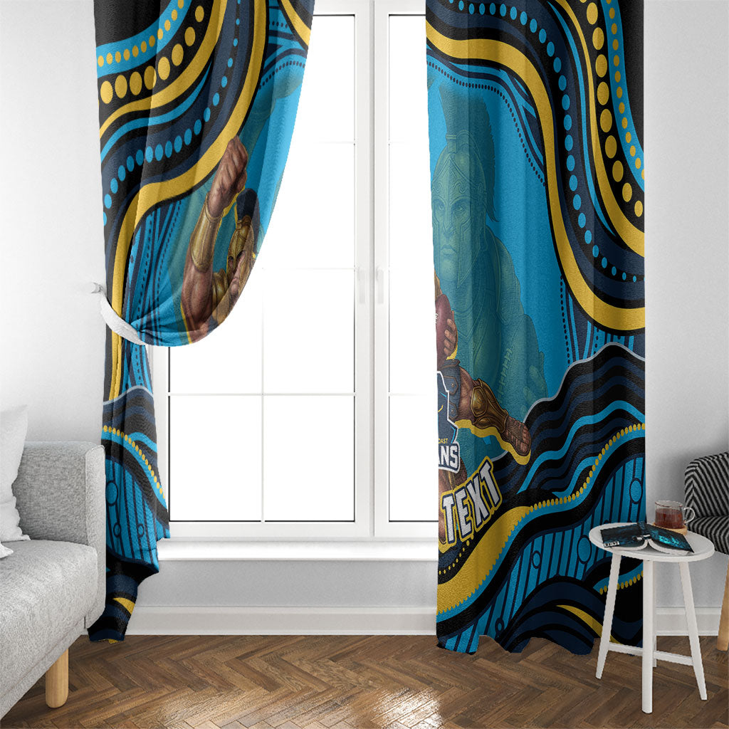 Personalized North Queensland Cowboys Window Curtain Aboriginal Dot Art - Dreamtime Rugby Mascot