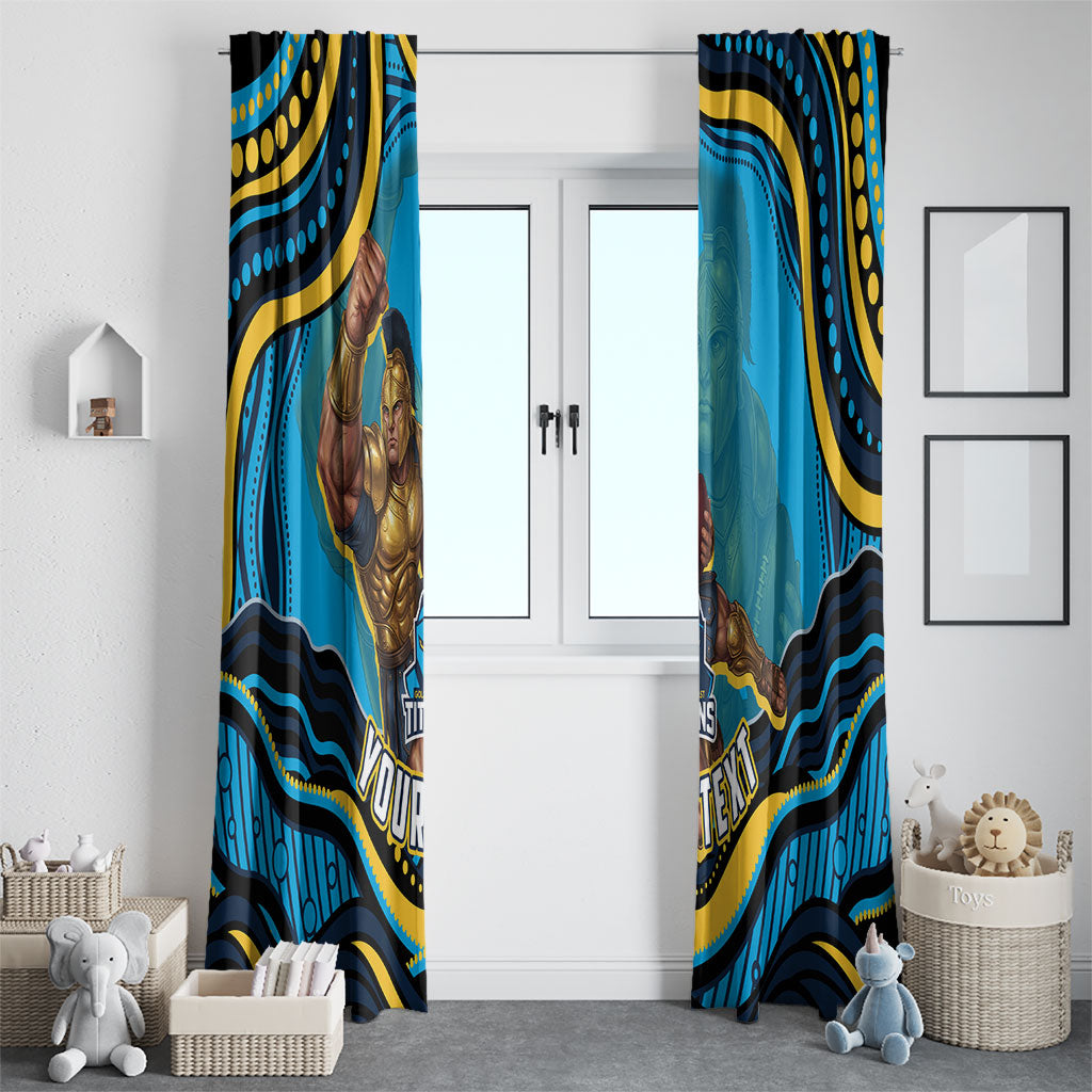 Personalized North Queensland Cowboys Window Curtain Aboriginal Dot Art - Dreamtime Rugby Mascot