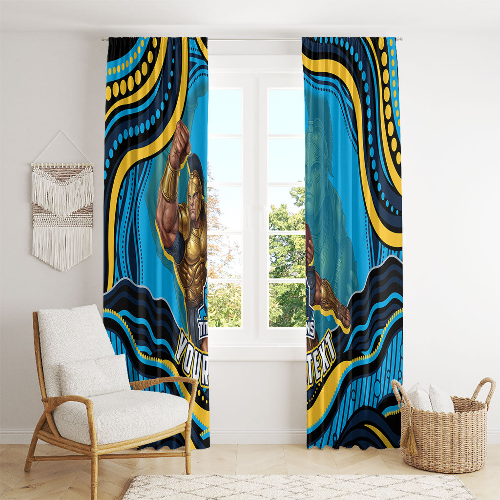 Personalized North Queensland Cowboys Window Curtain Aboriginal Dot Art - Dreamtime Rugby Mascot