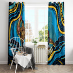 Personalized North Queensland Cowboys Window Curtain Aboriginal Dot Art - Dreamtime Rugby Mascot