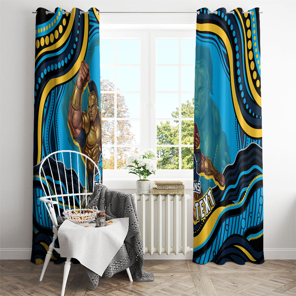 Personalized North Queensland Cowboys Window Curtain Aboriginal Dot Art - Dreamtime Rugby Mascot
