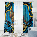 Personalized North Queensland Cowboys Window Curtain Aboriginal Dot Art - Dreamtime Rugby Mascot