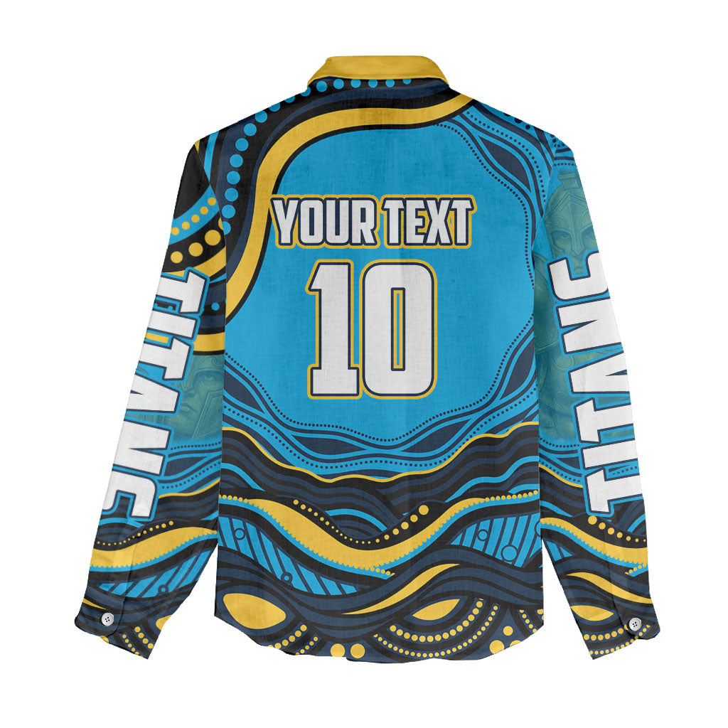 Personalized North Queensland Cowboys Women Casual Shirt Aboriginal Dot Art - Dreamtime Rugby Mascot
