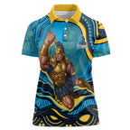 Personalized North Queensland Cowboys Women Polo Shirt Aboriginal Dot Art - Dreamtime Rugby Mascot