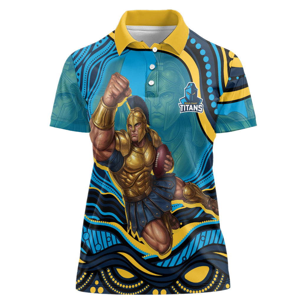 Personalized North Queensland Cowboys Women Polo Shirt Aboriginal Dot Art - Dreamtime Rugby Mascot