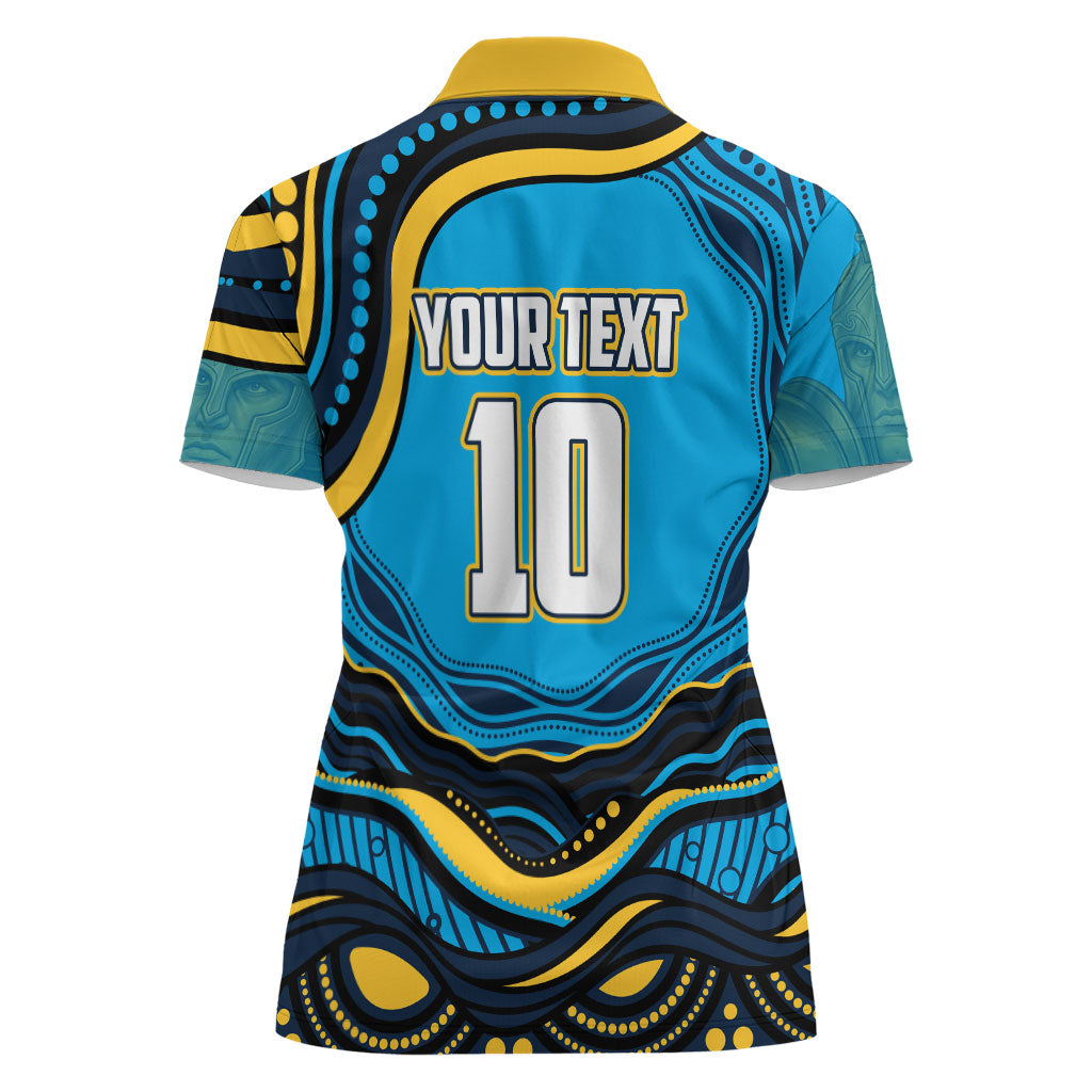 Personalized North Queensland Cowboys Women Polo Shirt Aboriginal Dot Art - Dreamtime Rugby Mascot