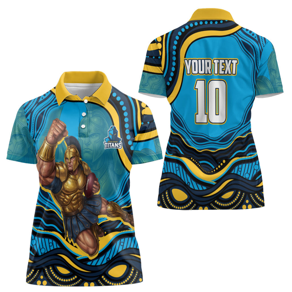 Personalized North Queensland Cowboys Women Polo Shirt Aboriginal Dot Art - Dreamtime Rugby Mascot