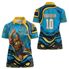 Personalized North Queensland Cowboys Women Polo Shirt Aboriginal Dot Art - Dreamtime Rugby Mascot