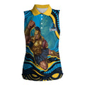 Personalized North Queensland Cowboys Women Sleeveless Polo Shirt Aboriginal Dot Art - Dreamtime Rugby Mascot