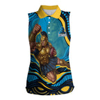 Personalized North Queensland Cowboys Women Sleeveless Polo Shirt Aboriginal Dot Art - Dreamtime Rugby Mascot