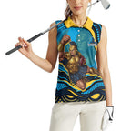 Personalized North Queensland Cowboys Women Sleeveless Polo Shirt Aboriginal Dot Art - Dreamtime Rugby Mascot