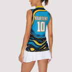 Personalized North Queensland Cowboys Women Sleeveless Polo Shirt Aboriginal Dot Art - Dreamtime Rugby Mascot