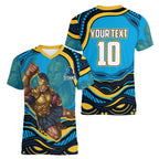 Personalized North Queensland Cowboys Women V-Neck T-Shirt Aboriginal Dot Art - Dreamtime Rugby Mascot