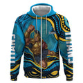Personalized North Queensland Cowboys Zip Hoodie Aboriginal Dot Art - Dreamtime Rugby Mascot