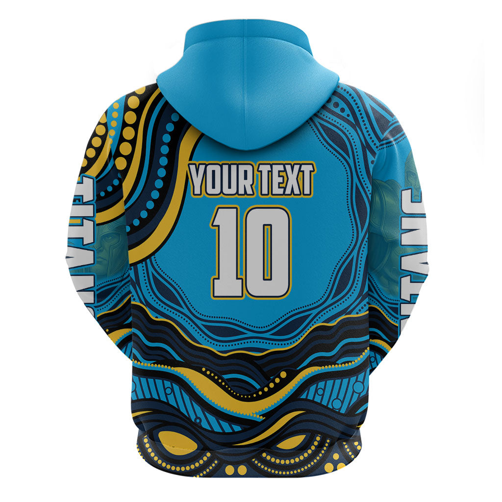 Personalized North Queensland Cowboys Zip Hoodie Aboriginal Dot Art - Dreamtime Rugby Mascot