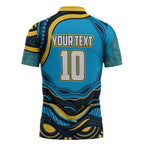 Personalized North Queensland Cowboys Zipper Polo Shirt Aboriginal Dot Art - Dreamtime Rugby Mascot