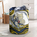 Personalized Melbourne Storm Laundry Basket Aboriginal Dot Art - Dreamtime Rugby Mascot