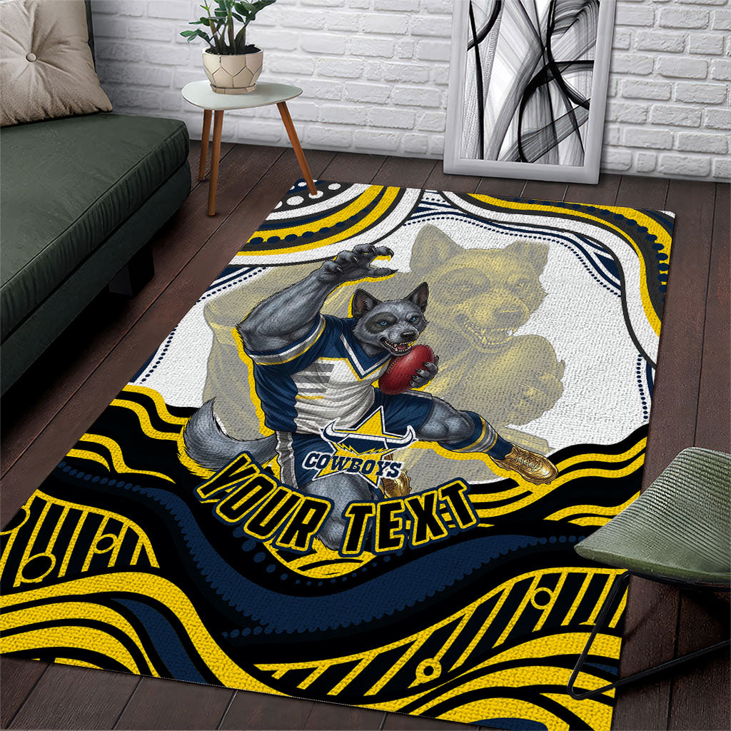 Personalized Melbourne Storm Area Rug Aboriginal Dot Art - Dreamtime Rugby Mascot