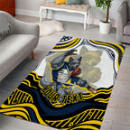 Personalized Melbourne Storm Area Rug Aboriginal Dot Art - Dreamtime Rugby Mascot