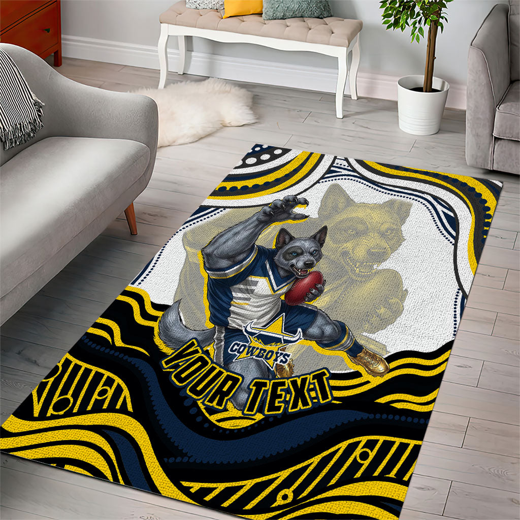 Personalized Melbourne Storm Area Rug Aboriginal Dot Art - Dreamtime Rugby Mascot