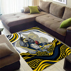 Personalized Melbourne Storm Area Rug Aboriginal Dot Art - Dreamtime Rugby Mascot