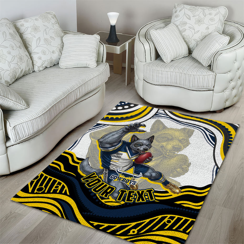 Personalized Melbourne Storm Area Rug Aboriginal Dot Art - Dreamtime Rugby Mascot