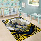 Personalized Melbourne Storm Area Rug Aboriginal Dot Art - Dreamtime Rugby Mascot