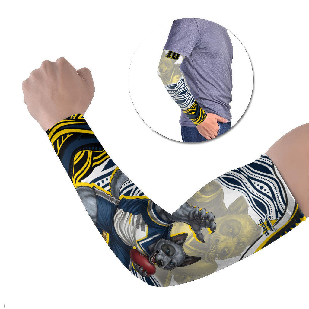 Personalized Melbourne Storm Arm Sleeves Aboriginal Dot Art - Dreamtime Rugby Mascot