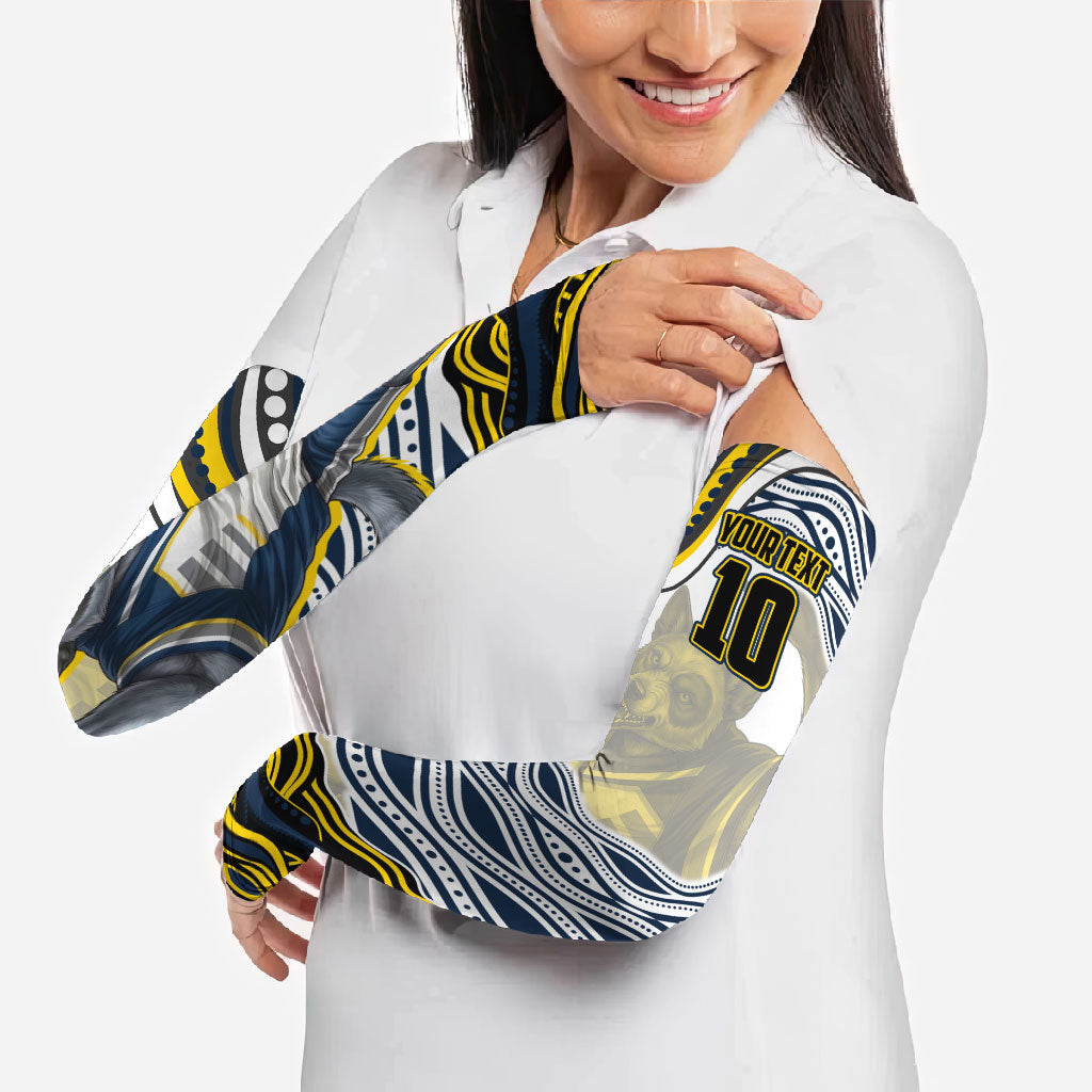 Personalized Melbourne Storm Arm Sleeves Aboriginal Dot Art - Dreamtime Rugby Mascot