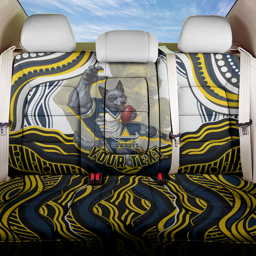Personalized Melbourne Storm Back Car Seat Cover Aboriginal Dot Art - Dreamtime Rugby Mascot