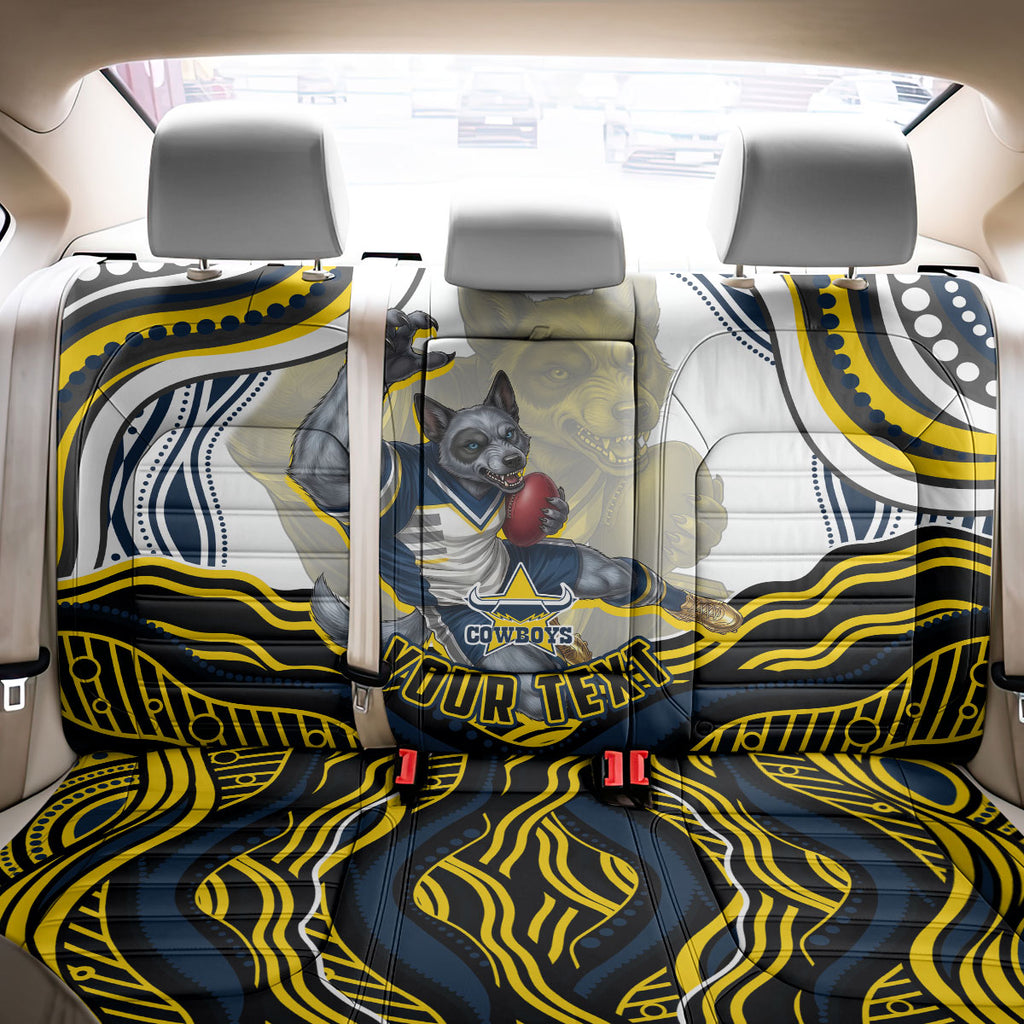 Personalized Melbourne Storm Back Car Seat Cover Aboriginal Dot Art - Dreamtime Rugby Mascot
