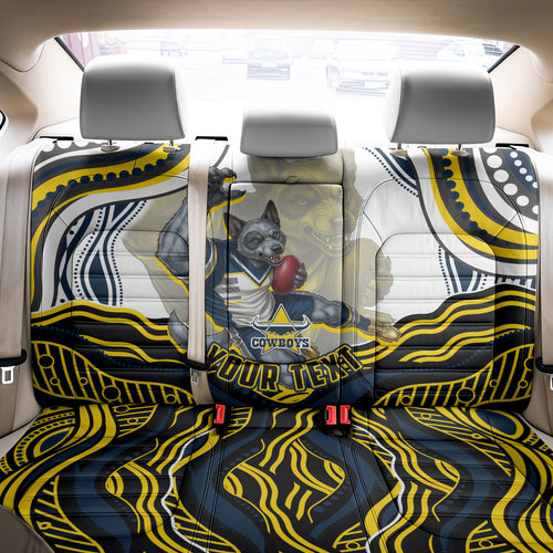 Personalized Melbourne Storm Back Car Seat Cover Aboriginal Dot Art - Dreamtime Rugby Mascot
