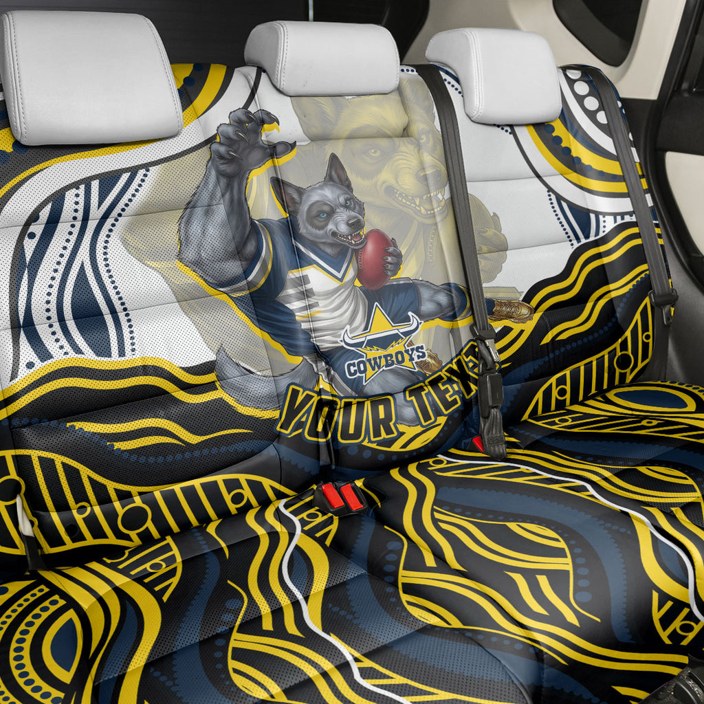 Personalized Melbourne Storm Back Car Seat Cover Aboriginal Dot Art - Dreamtime Rugby Mascot
