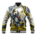 Personalized Melbourne Storm Baseball Jacket Aboriginal Dot Art - Dreamtime Rugby Mascot