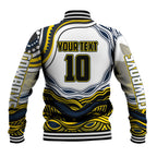 Personalized Melbourne Storm Baseball Jacket Aboriginal Dot Art - Dreamtime Rugby Mascot