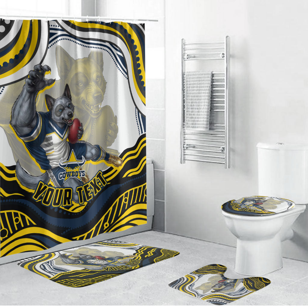 Personalized Melbourne Storm Bathroom Set Aboriginal Dot Art - Dreamtime Rugby Mascot