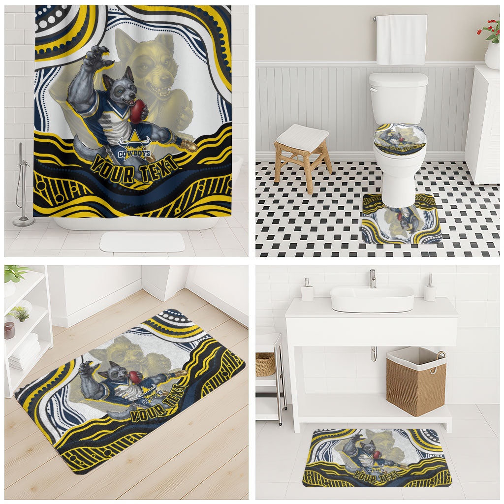 Personalized Melbourne Storm Bathroom Set Aboriginal Dot Art - Dreamtime Rugby Mascot