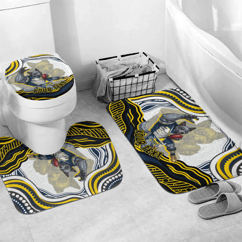 Personalized Melbourne Storm Bathroom Set Aboriginal Dot Art - Dreamtime Rugby Mascot