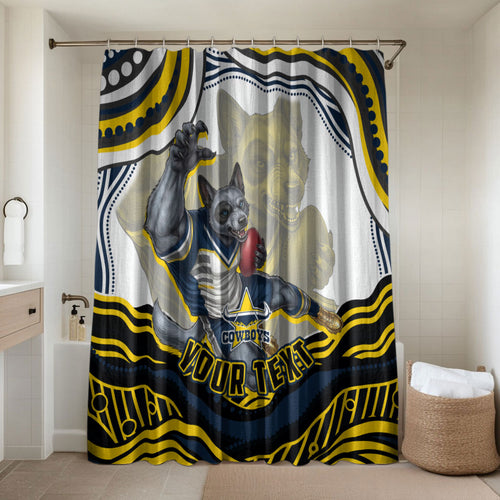 Personalized Melbourne Storm Bathroom Set Aboriginal Dot Art - Dreamtime Rugby Mascot