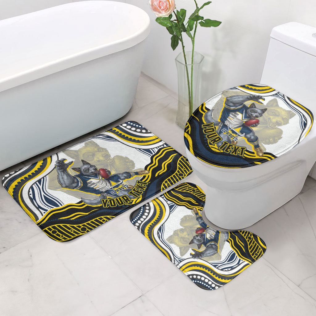 Personalized Melbourne Storm Bathroom Set Aboriginal Dot Art - Dreamtime Rugby Mascot
