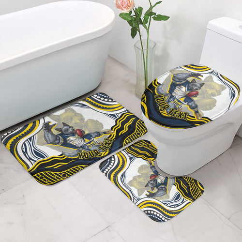 Personalized Melbourne Storm Bathroom Set Aboriginal Dot Art - Dreamtime Rugby Mascot