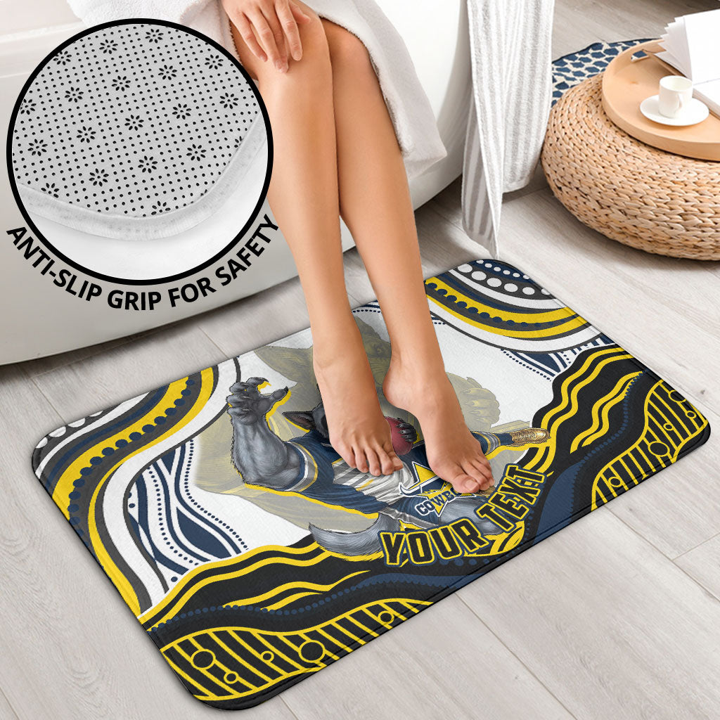 Personalized Melbourne Storm Bathroom Set Aboriginal Dot Art - Dreamtime Rugby Mascot