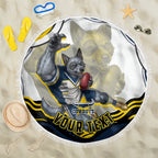 Personalized Melbourne Storm Beach Blanket Aboriginal Dot Art - Dreamtime Rugby Mascot