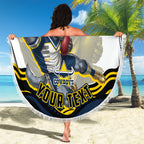 Personalized Melbourne Storm Beach Blanket Aboriginal Dot Art - Dreamtime Rugby Mascot