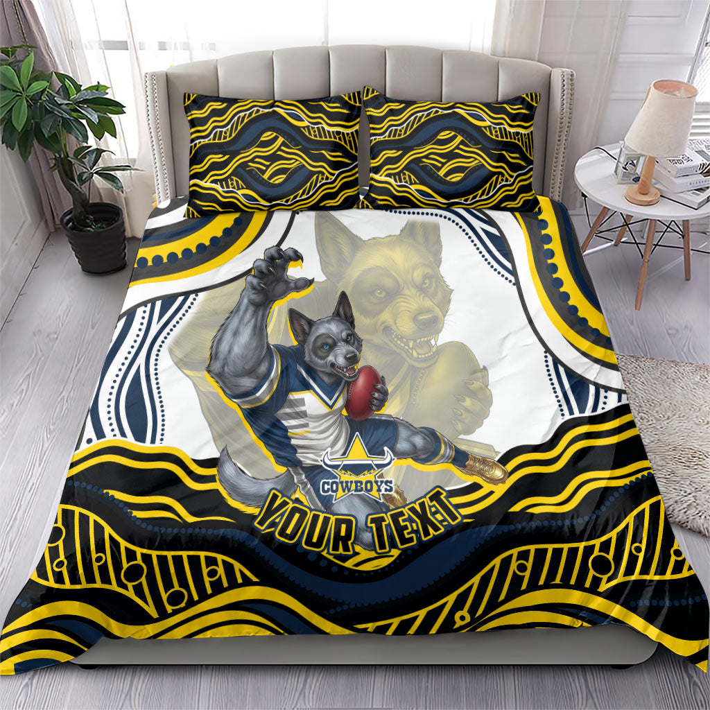 Personalized Melbourne Storm Bedding Set Aboriginal Dot Art - Dreamtime Rugby Mascot