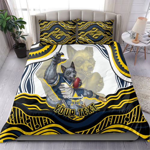 Personalized Melbourne Storm Bedding Set Aboriginal Dot Art - Dreamtime Rugby Mascot
