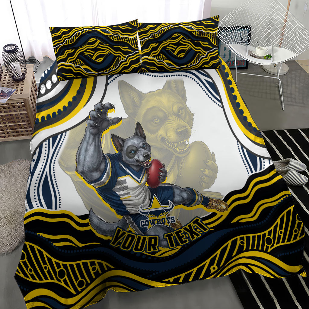 Personalized Melbourne Storm Bedding Set Aboriginal Dot Art - Dreamtime Rugby Mascot
