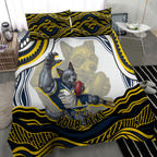 Personalized Melbourne Storm Bedding Set Aboriginal Dot Art - Dreamtime Rugby Mascot