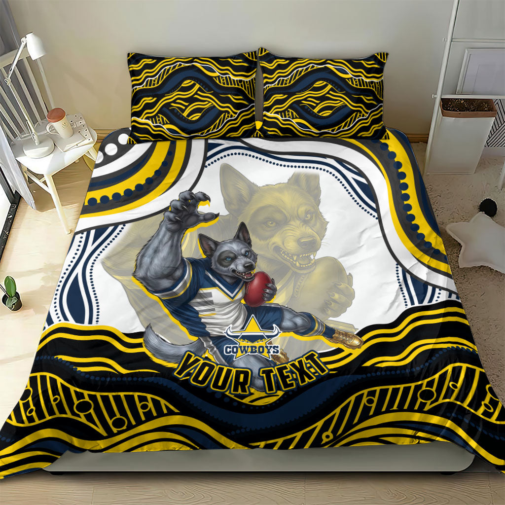Personalized Melbourne Storm Bedding Set Aboriginal Dot Art - Dreamtime Rugby Mascot