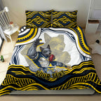 Personalized Melbourne Storm Bedding Set Aboriginal Dot Art - Dreamtime Rugby Mascot